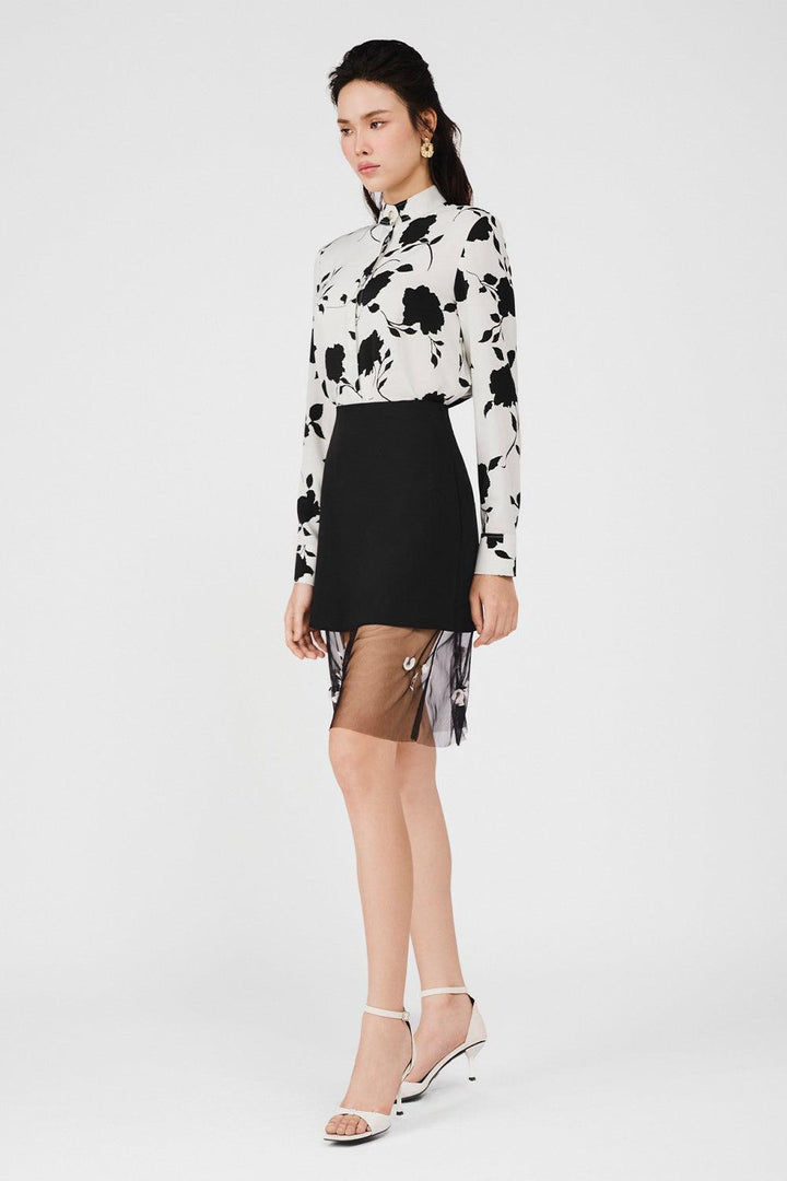 Azalea Straight Band Collar Silk Shirt - MEAN BLVD