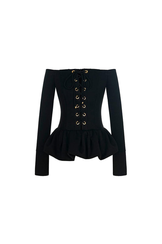 Baby Peplum Off-Shoulder Cotton Blend Top - MEAN BLVD