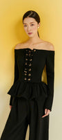 Baby Peplum Off-Shoulder Cotton Blend Top - MEAN BLVD