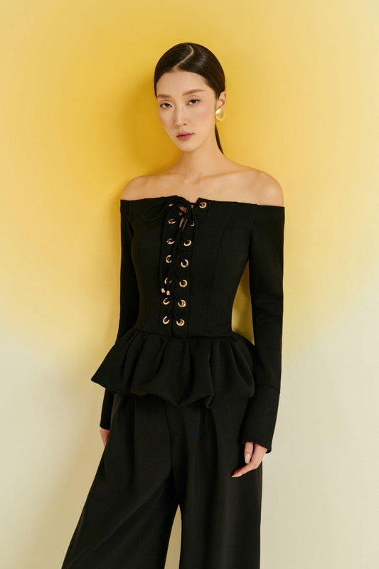 Baby Peplum Off-Shoulder Cotton Blend Top - MEAN BLVD