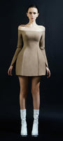 Ballet Sheath Off-Shoulder Wool Cotton Mini Dress - MEAN BLVD