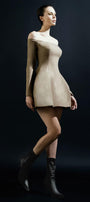 Ballet Sheath Off-Shoulder Wool Cotton Mini Dress - MEAN BLVD