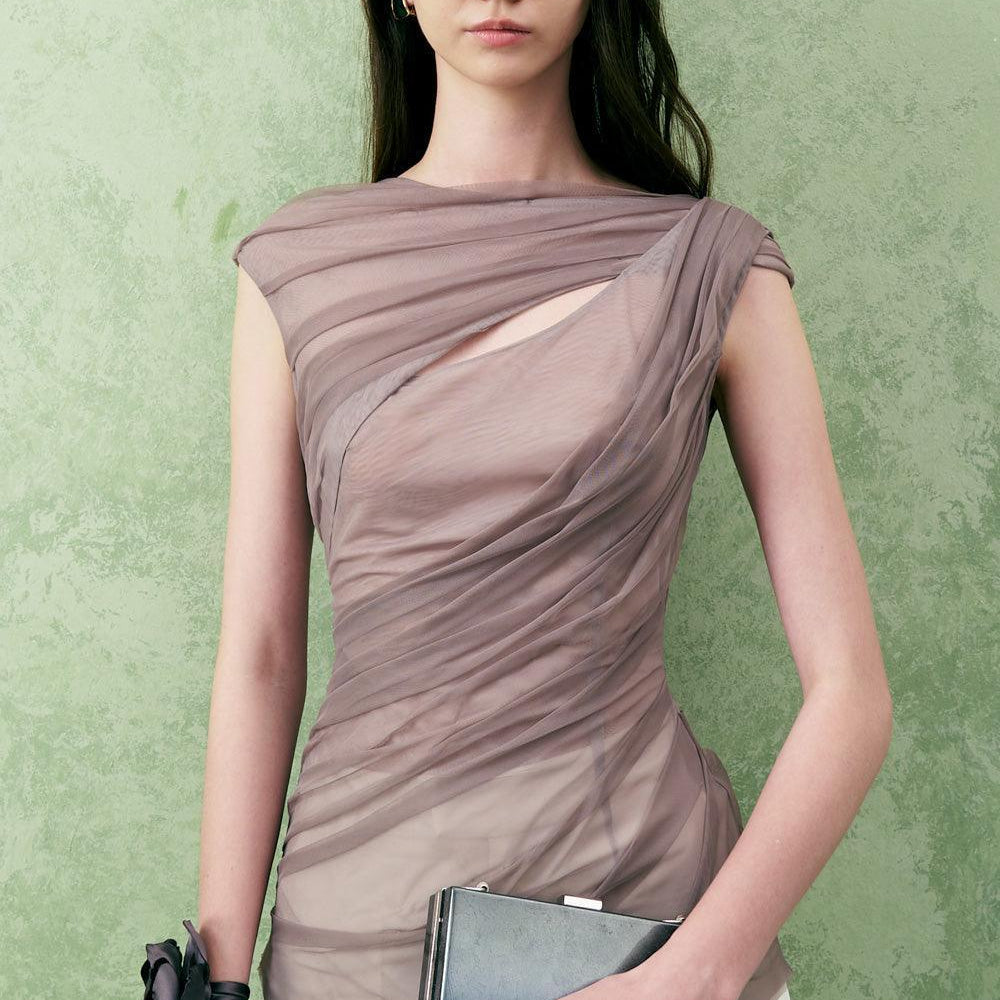 Balsam Bodycon Cap Sleeved Tulle Top - MEAN BLVD