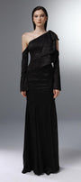 Banquet Trumpet Diagonal Neck Silk Floor Length Dress - MEAN BLVD