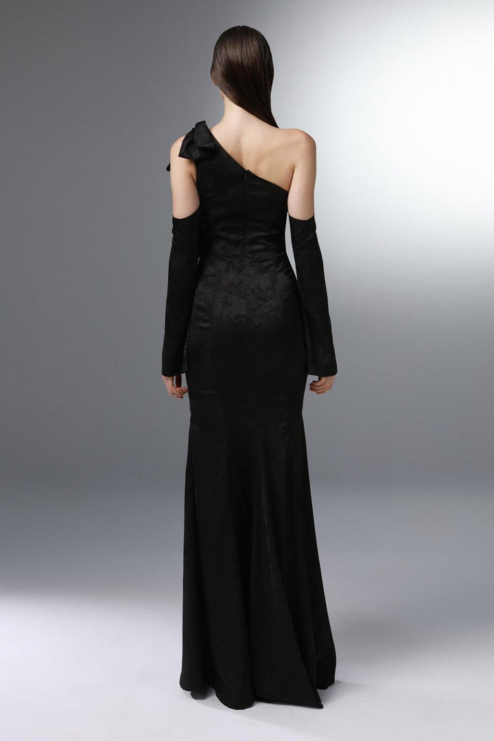 Banquet Trumpet Diagonal Neck Silk Floor Length Dress - MEAN BLVD