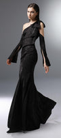 Banquet Trumpet Diagonal Neck Silk Floor Length Dress - MEAN BLVD