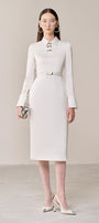 Bansel Pencil Collared Neck Polyester Calf Length Dress - MEAN BLVD
