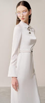 Bansel Pencil Collared Neck Polyester Calf Length Dress - MEAN BLVD