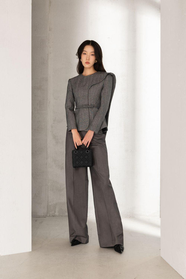 Basic Straight Wide Leg Twill Ankle Length Trousers - MEAN BLVD