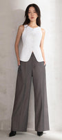 Basic Straight Wide Leg Twill Ankle Length Trousers - MEAN BLVD