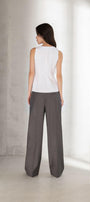 Basic Straight Wide Leg Twill Ankle Length Trousers - MEAN BLVD