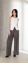 Basic Straight Wide Leg Twill Ankle Length Trousers - MEAN BLVD