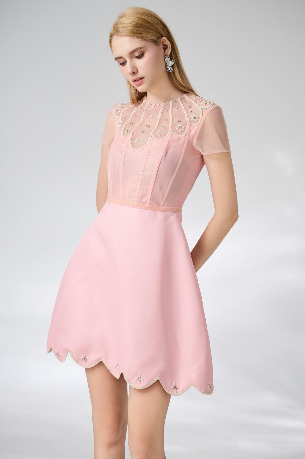 Beasley A-line Short Sleeved Taffeta Mini Dress - MEAN BLVD