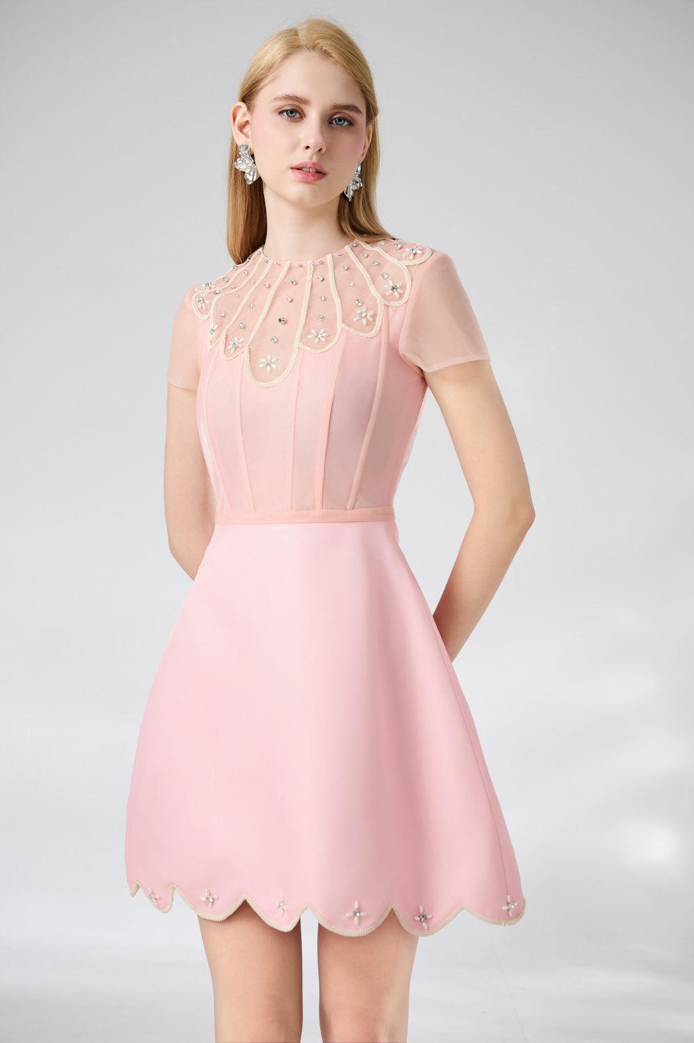 Beasley A-line Short Sleeved Taffeta Mini Dress - MEAN BLVD