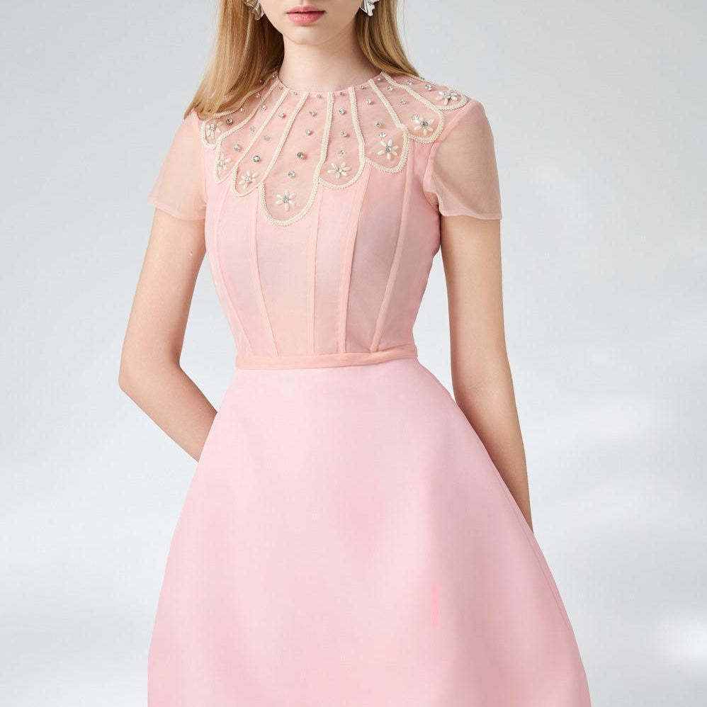 Beasley A-line Short Sleeved Taffeta Mini Dress - MEAN BLVD
