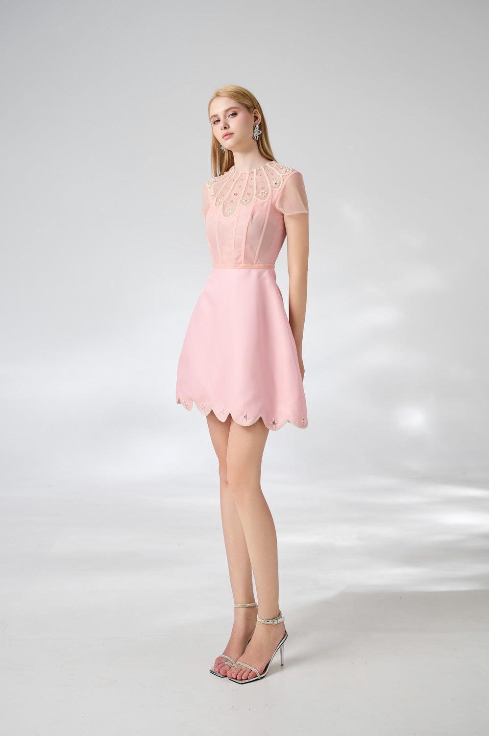 Beasley A-line Short Sleeved Taffeta Mini Dress - MEAN BLVD