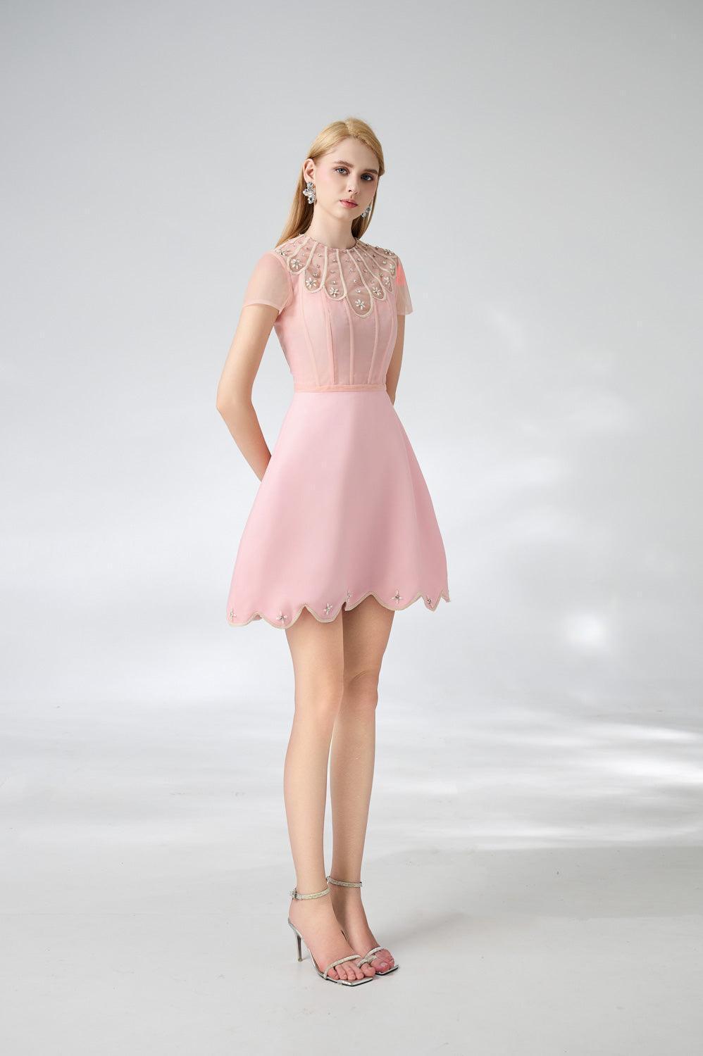 Beasley A-line Short Sleeved Taffeta Mini Dress - MEAN BLVD
