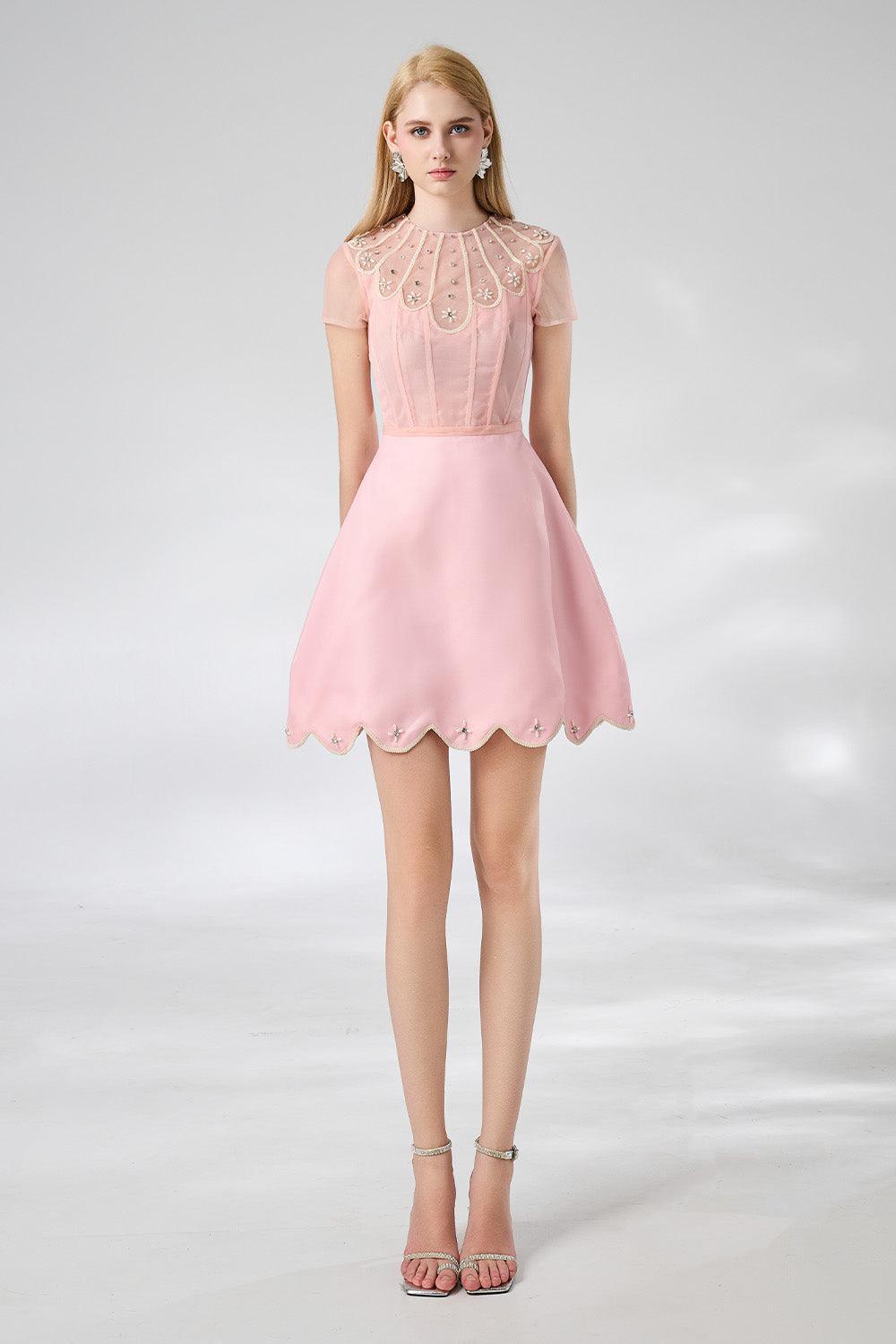 Beasley A-line Short Sleeved Taffeta Mini Dress - MEAN BLVD