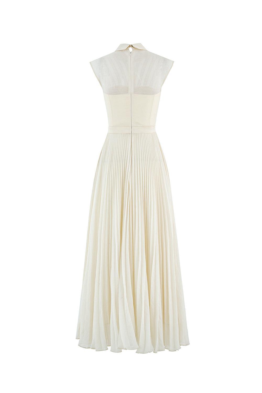 Beatrice A-line Pleated Silk Crepe Ankle Length Dress - MEAN BLVD