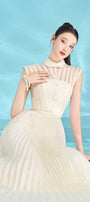 Beatrice A-line Pleated Silk Crepe Ankle Length Dress - MEAN BLVD
