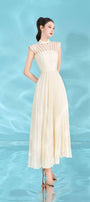 Beatrice A-line Pleated Silk Crepe Ankle Length Dress - MEAN BLVD