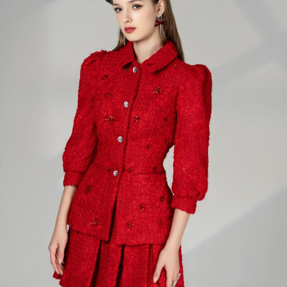 Becca A-line Puffy Sleeved Tweed Mini Set - MEAN BLVD