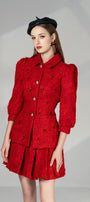 Becca A-line Puffy Sleeved Tweed Mini Set - MEAN BLVD