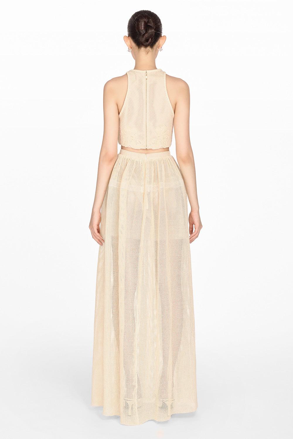 Beige Floral Sleeveless Crop Top - MEAN BLVD