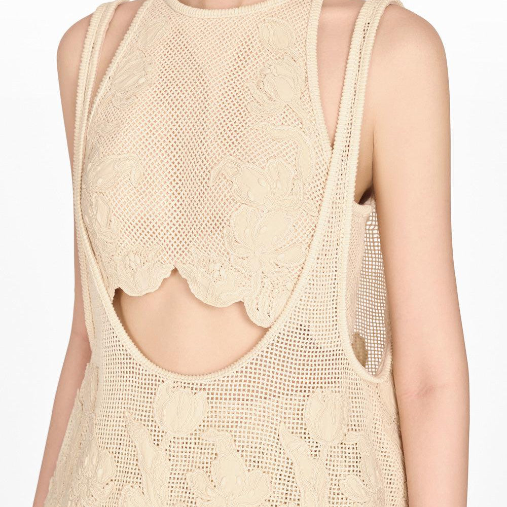 Beige Floral Tank Top - MEAN BLVD
