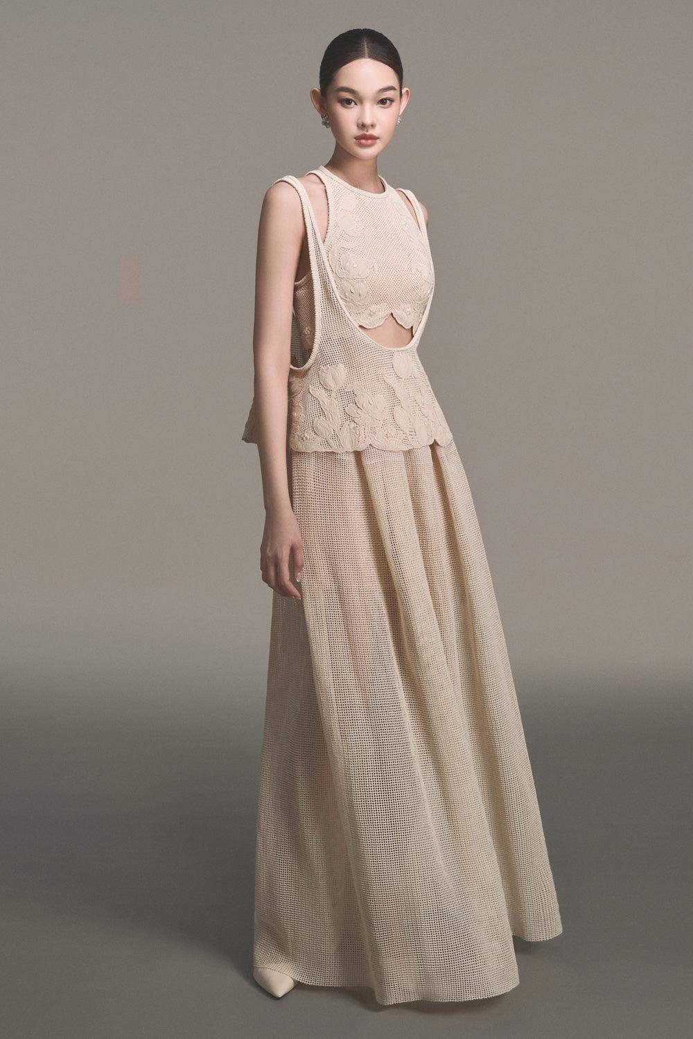 Beige Floral Tank Top - MEAN BLVD