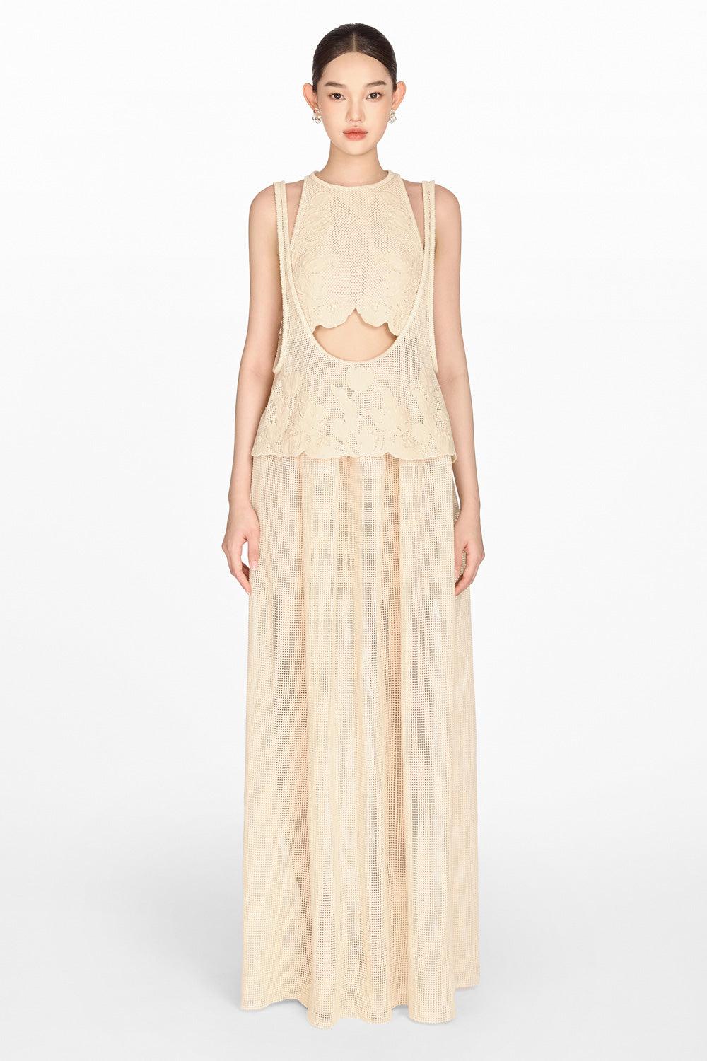 Beige Floral Tank Top - MEAN BLVD