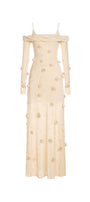 Beige Off-shoulder Floral Dress - MEAN BLVD
