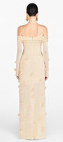 Beige Off-shoulder Floral Dress - MEAN BLVD