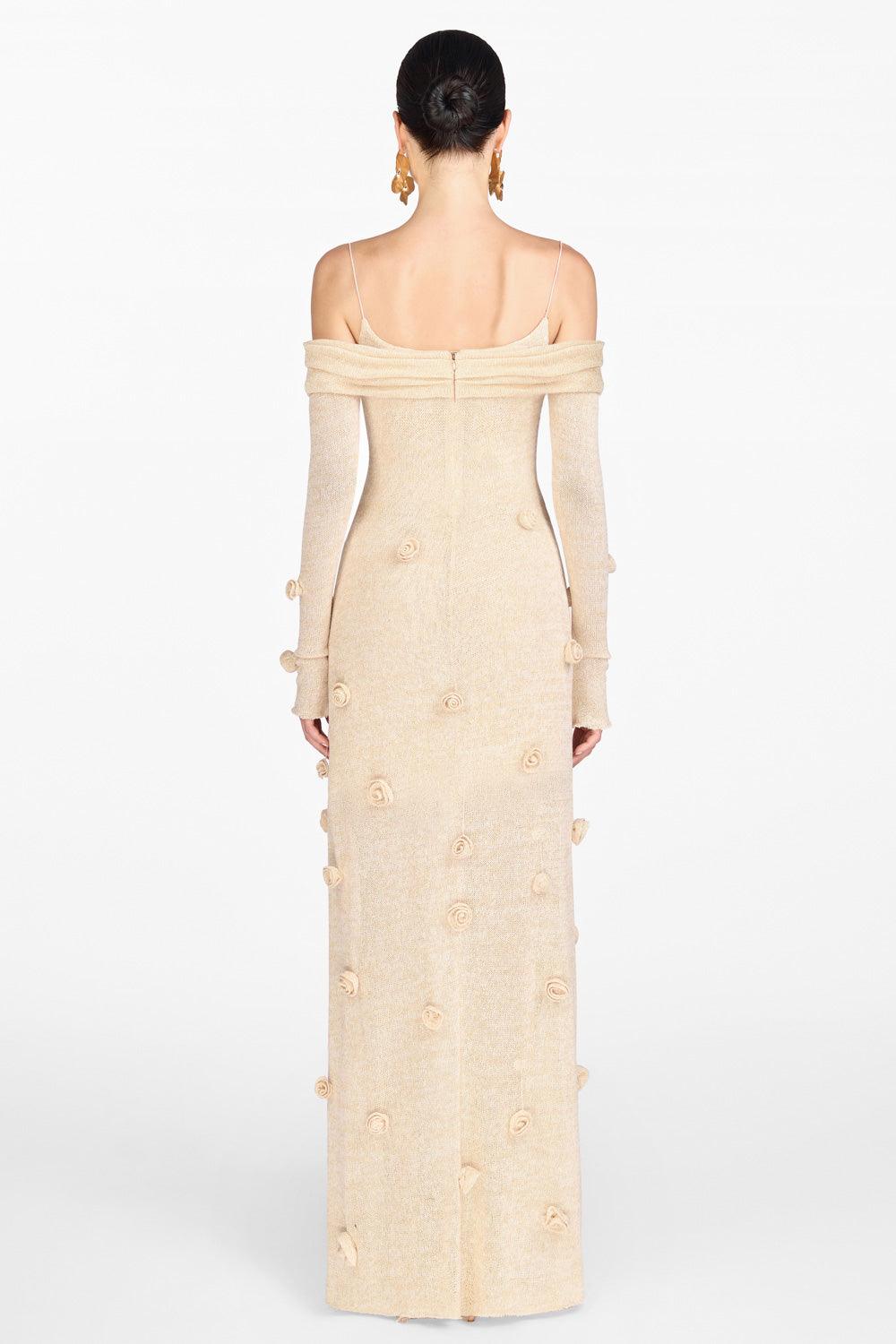 Beige Off-shoulder Floral Dress - MEAN BLVD