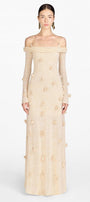 Beige Off-shoulder Floral Dress - MEAN BLVD