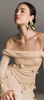 Beige Off-shoulder Floral Dress - MEAN BLVD