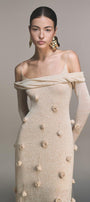 Beige Off-shoulder Floral Dress - MEAN BLVD