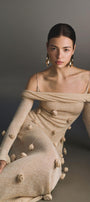 Beige Off-shoulder Floral Dress - MEAN BLVD