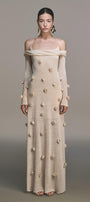 Beige Off-shoulder Floral Dress - MEAN BLVD