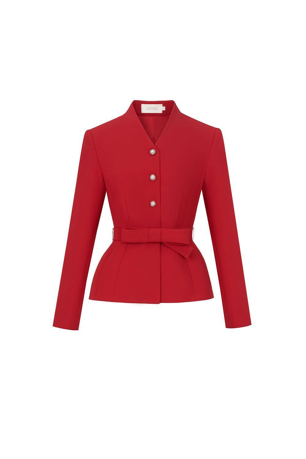 Bella Peplum V-Neck Polycotton Jacket - MEAN BLVD