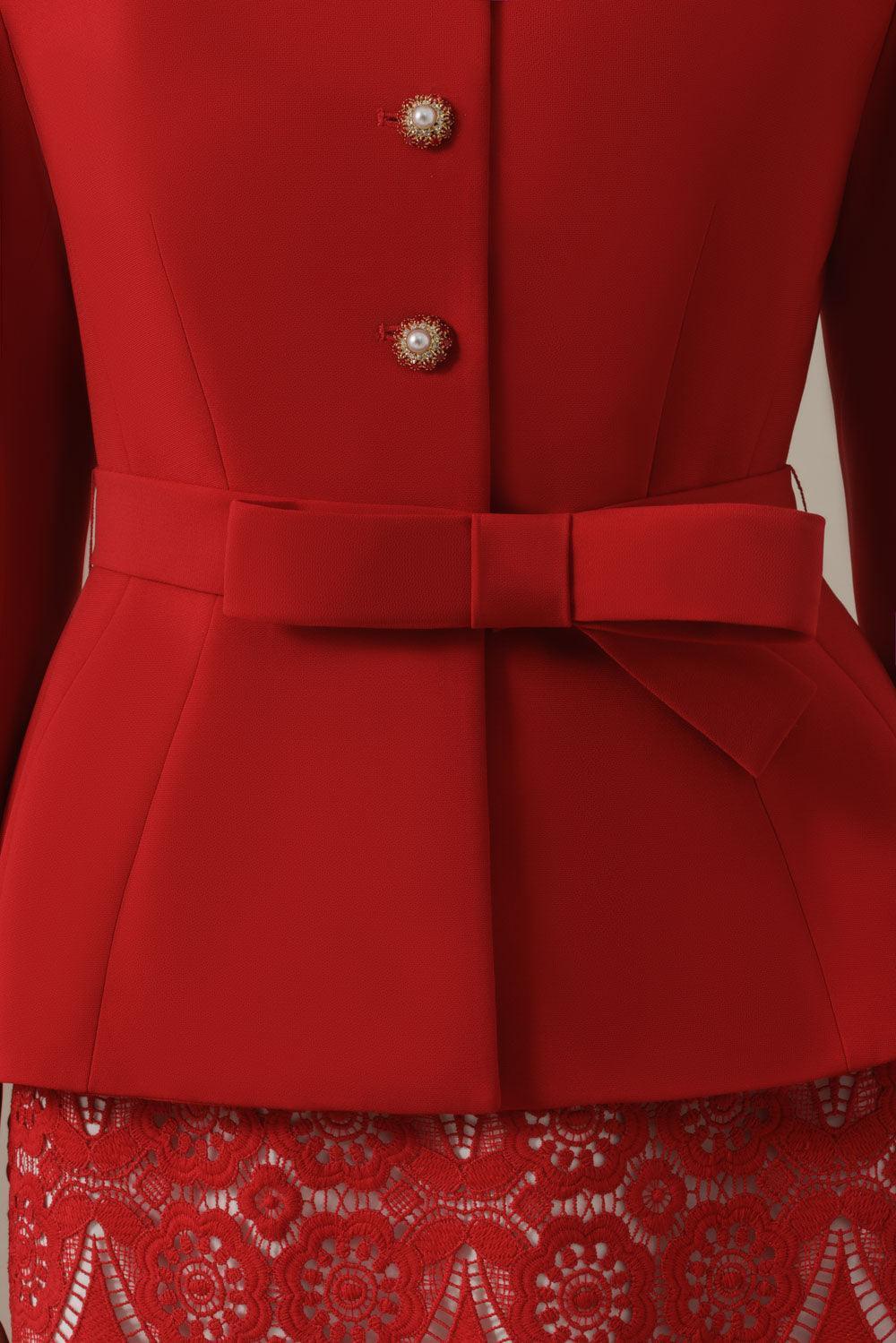 Bella Peplum V-Neck Polycotton Jacket - MEAN BLVD