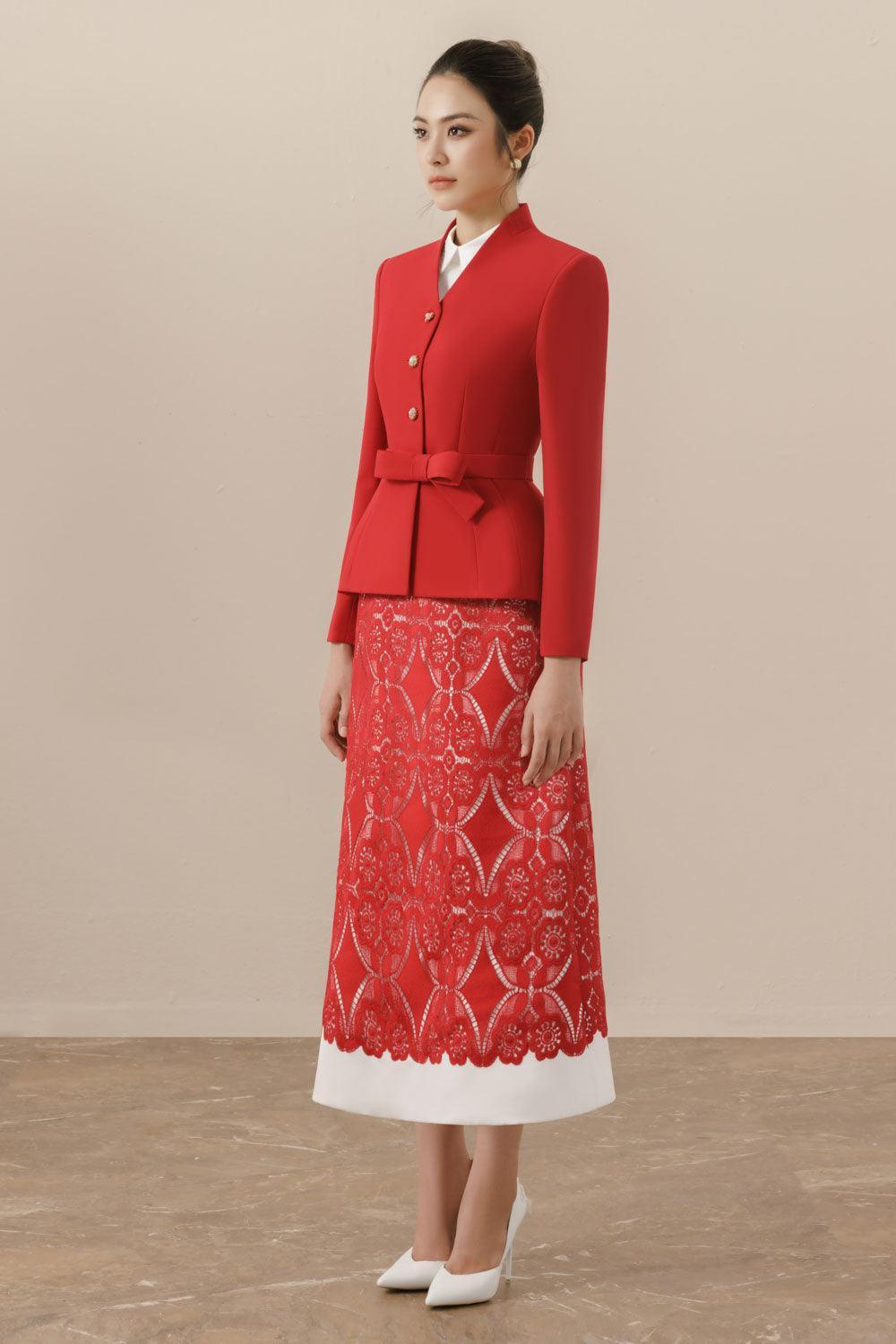 Bella Peplum V-Neck Polycotton Jacket - MEAN BLVD