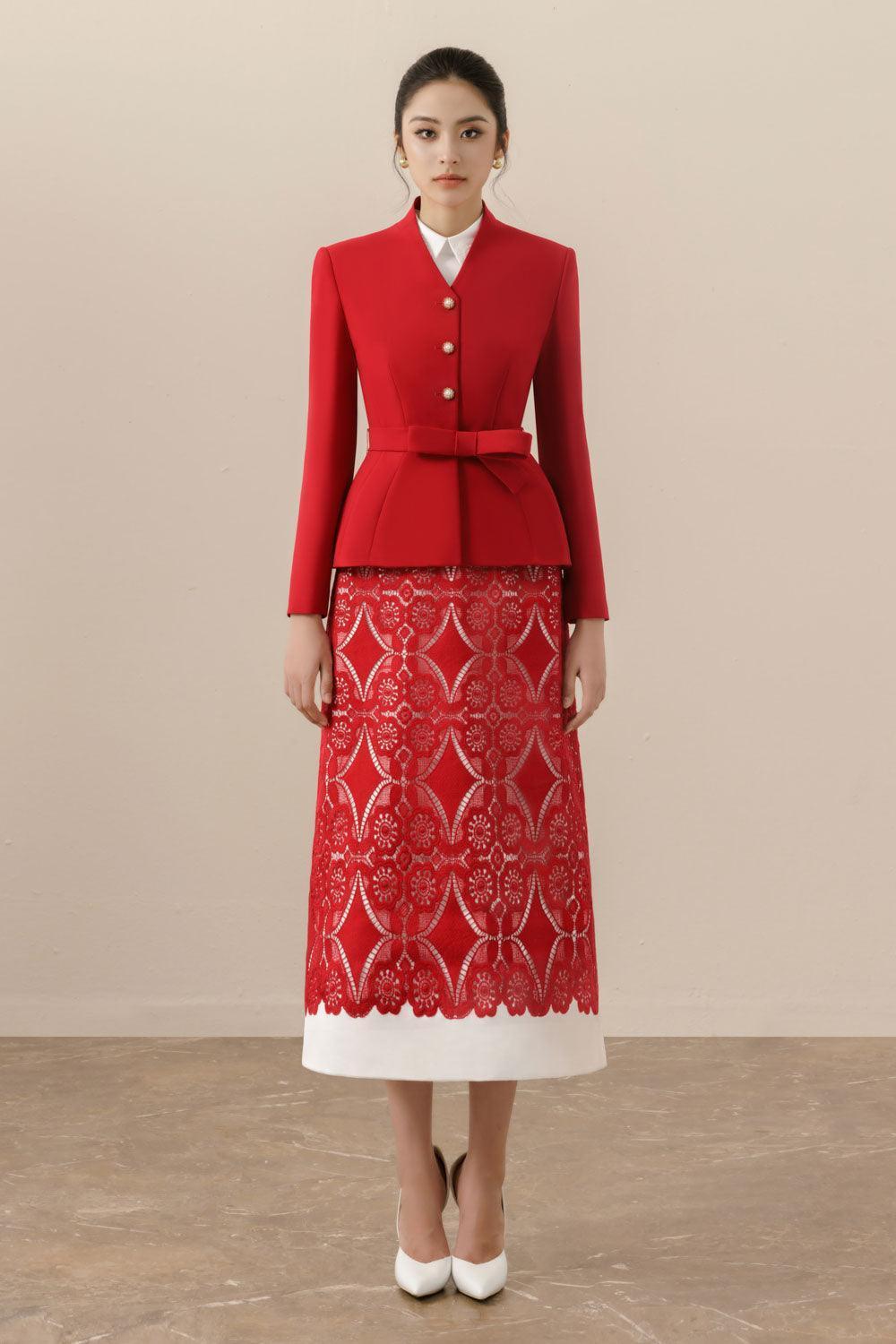 Bella Peplum V-Neck Polycotton Jacket - MEAN BLVD