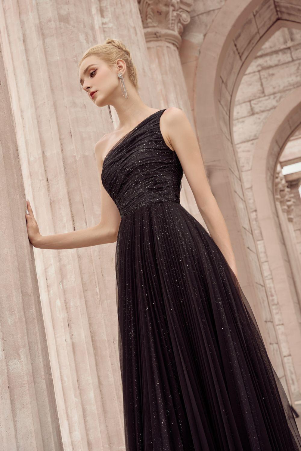 Belle Pleated One Shoulder Tulle Ankle Length Dress - MEAN BLVD