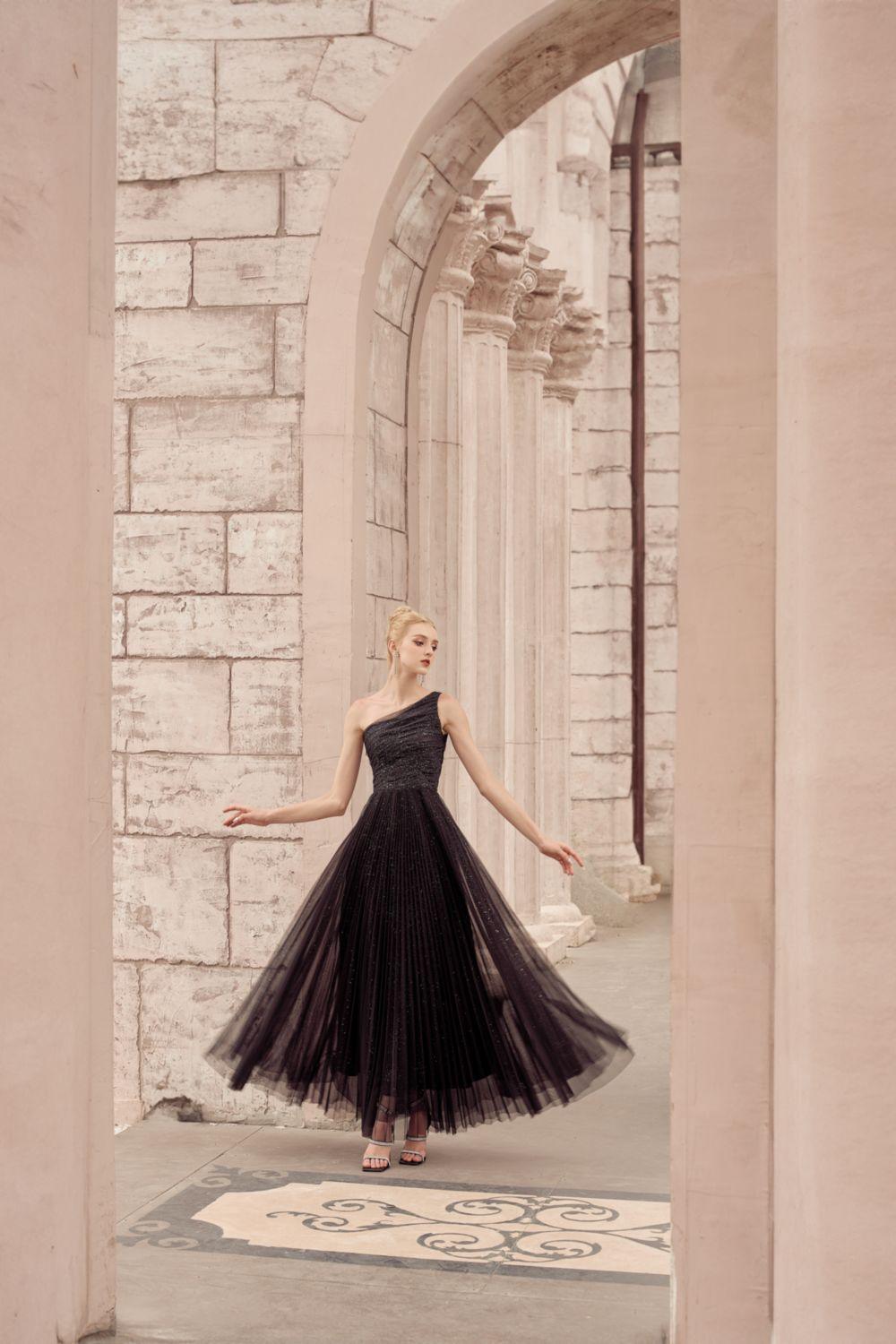 Belle Pleated One Shoulder Tulle Ankle Length Dress - MEAN BLVD