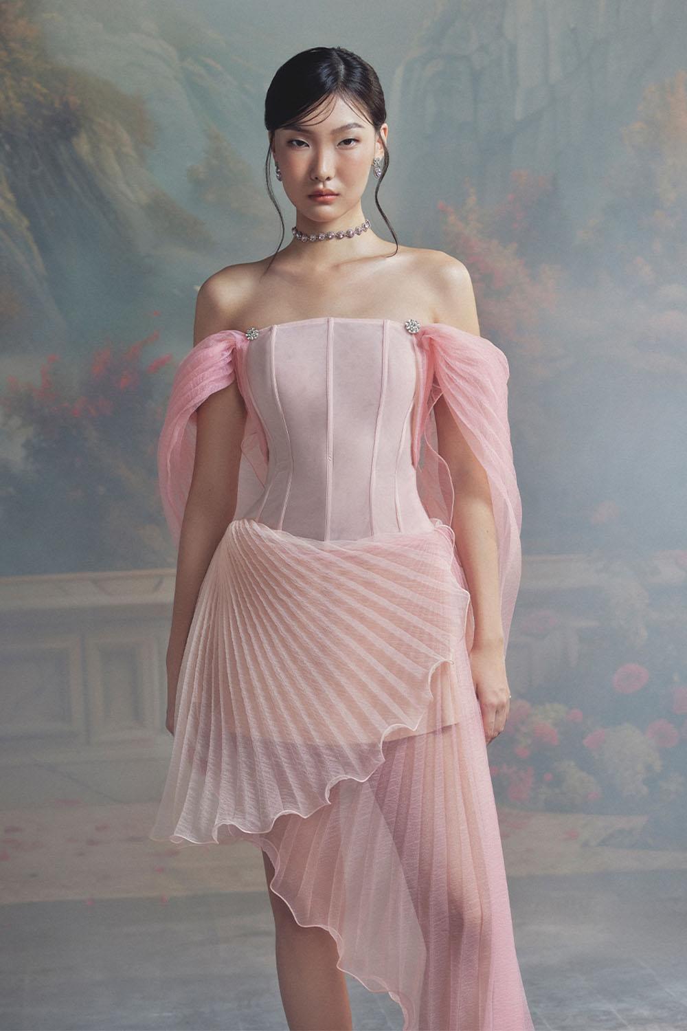 Women's Bellerose Wrap Cape Sleeved Chiffon Midi Dress XS/XS/S/M/L/XL/Customize Pink Mean Blvd Pink / XL Women's Bellerose Wrap Cape Sleeved Chiffon Midi Dress XS/XS/S/M/L/XL/Customize Pink Mean Blvd Pink / XL