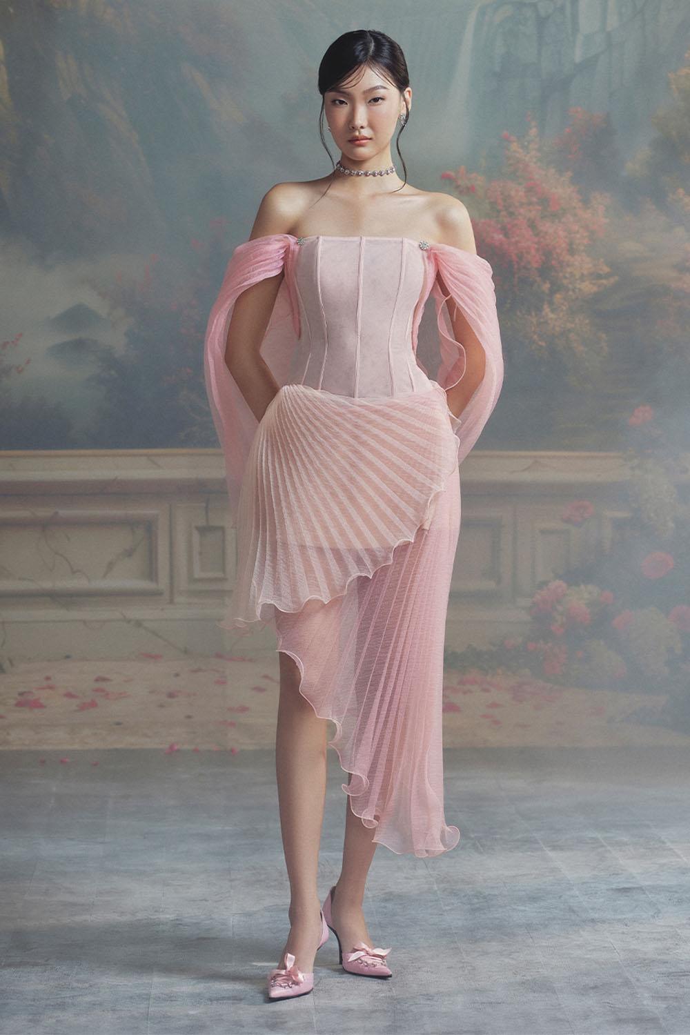 dusty pink cape style wrap midi dress Soft pink cape + pencil dress inspired from a beautiful Design custom made all sizes