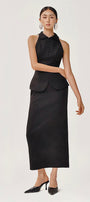 Beloved Straight Back Slit Velvet Burlap Ankle Length Skirt - MEAN BLVD