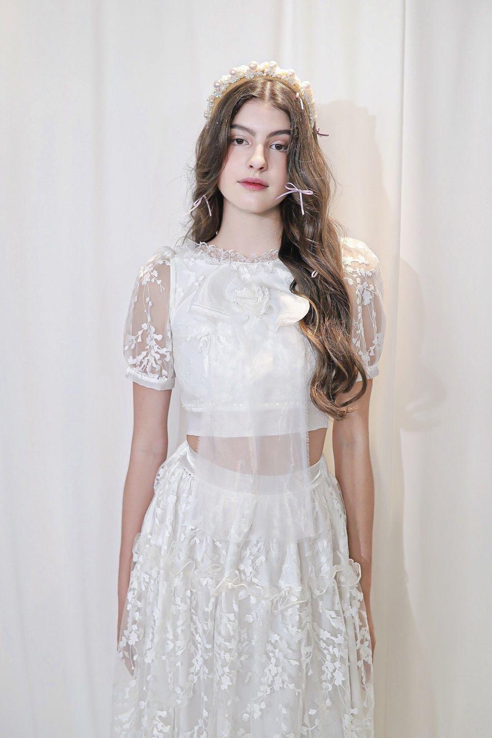 Berenice A-line Short Sleeved Lace Midi Set - MEAN BLVD