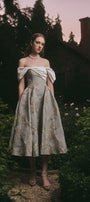 fit and flare brocade dress Brocade Fit & Flare Gown with Removable Overskirt